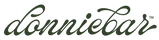The logo for donniebar, featuring the brand name in a dark green cursive script with a small registered trademark symbol, shown on a plain white background.