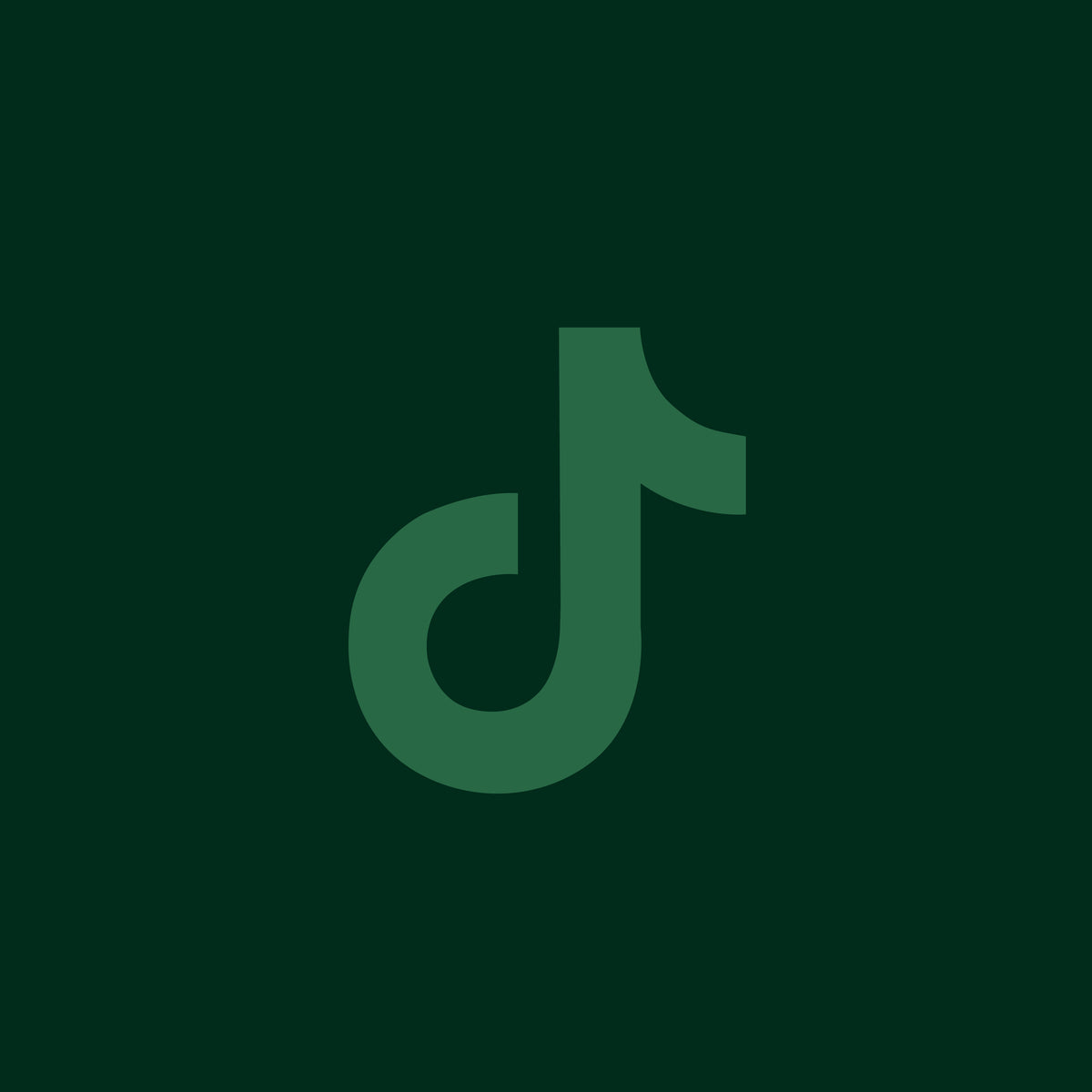 A dark green TikTok logo centered on a solid dark green background.